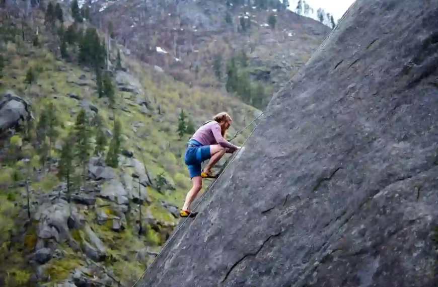 a rock climber on the mountains