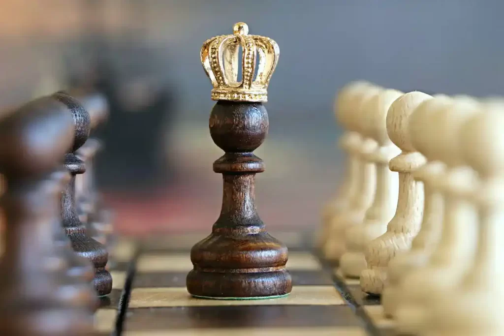 A pawn with a crown in the chess board