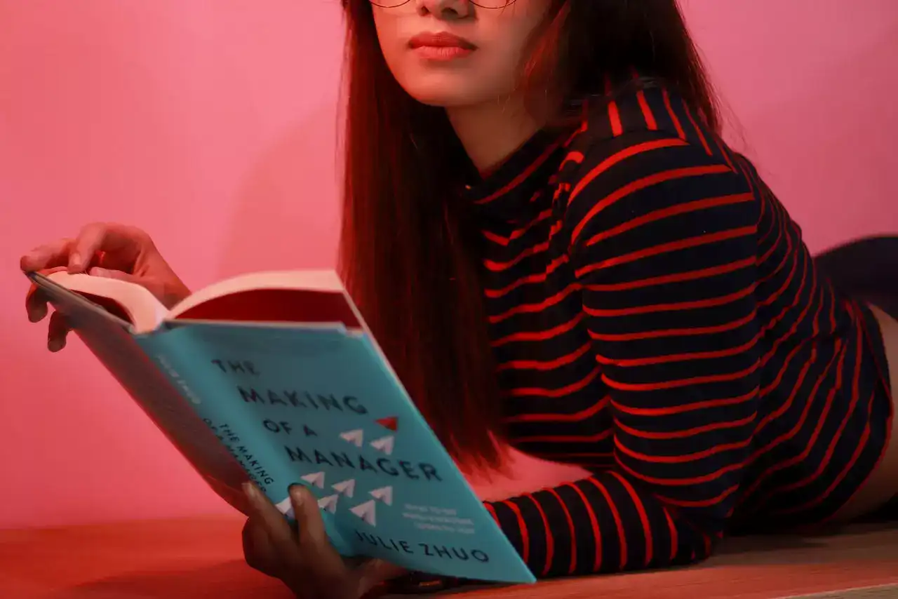 A girl reading a book