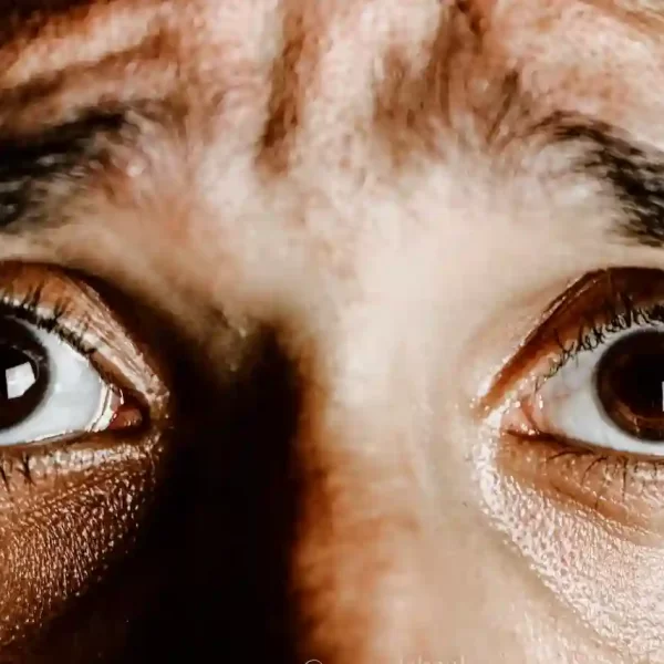 Extreme close up photo of frightened eyes