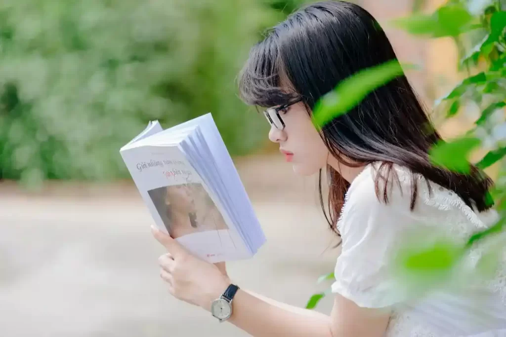 A woman reading a book