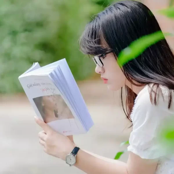 A woman reading a book