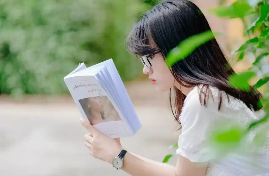 A woman reading a book