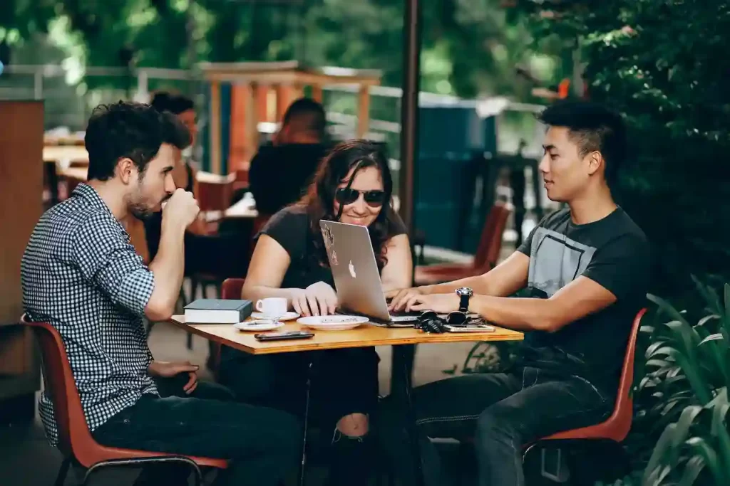 a group of college students hanging out together