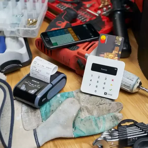 Cash register on dry gloves in a work shop environment