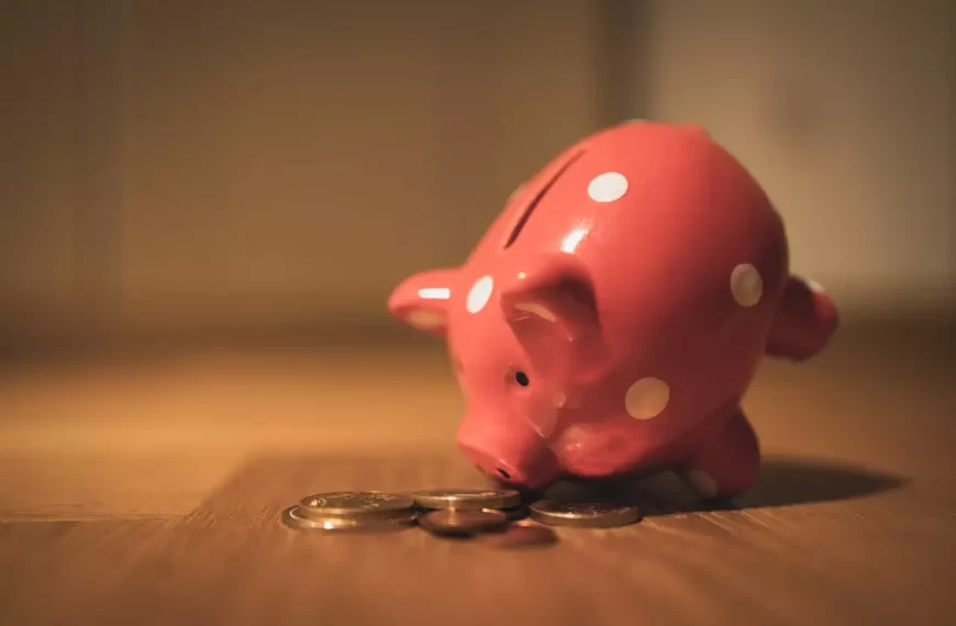 a close up shot of a piggy bank besides coins