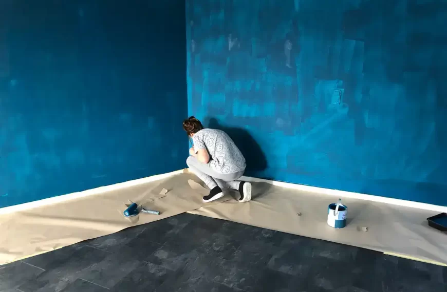 A woman painting the walls