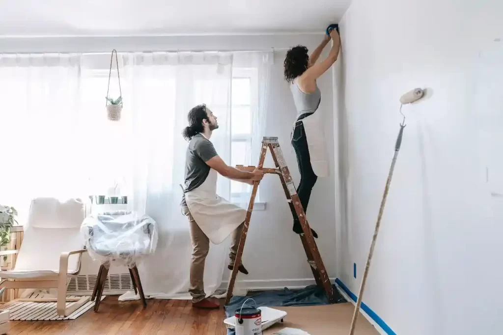 Couple doing home renovations