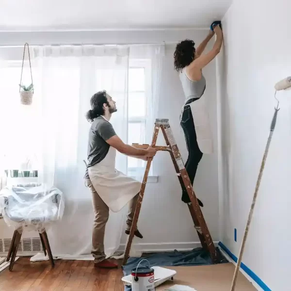 Couple doing home renovations