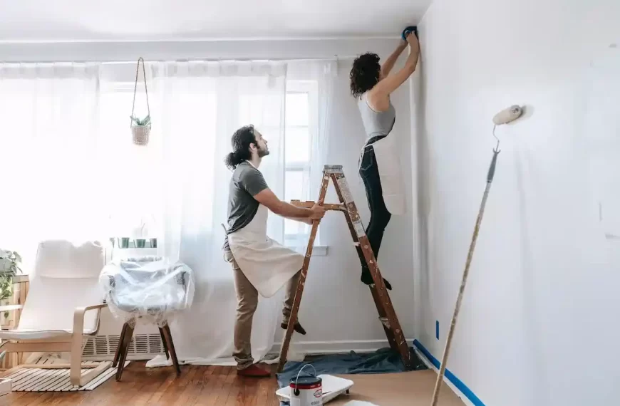 Couple doing home renovations